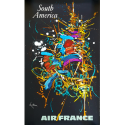 Affiche ancienne originale Air France South America Georges MATHIEU