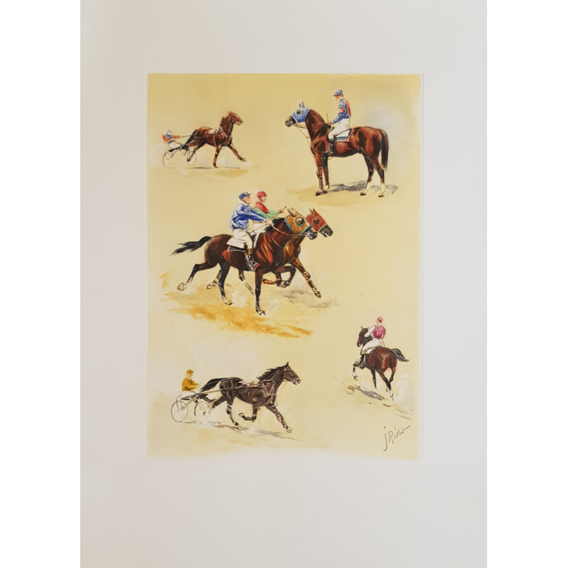 Original PLate horse racing scenes Jean RIVET