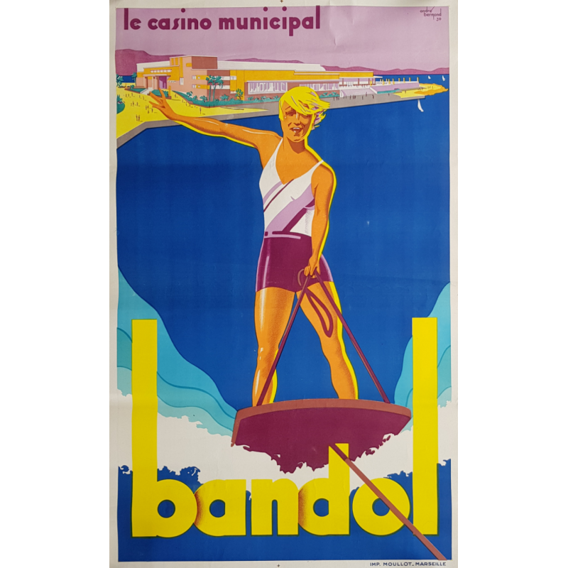 Affiche ancienne originale Bandol Casino Municipal André BERMOND