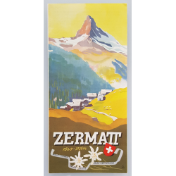 Original advertising flyer brochure Zermatt Switzerland