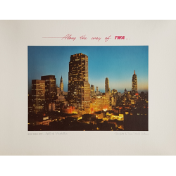 Original vintage poster New-York city Lights of Manhattan TWA