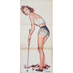 Affiche ancienne originale golf et revue Pierre Laurent BRENOT