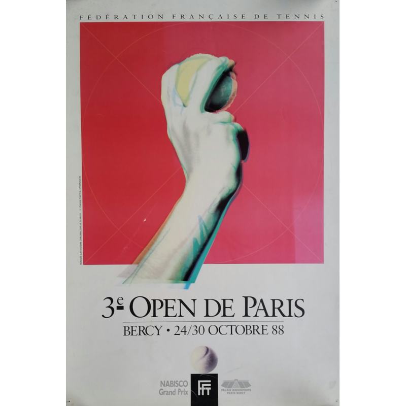 Affiche ancienne originale Tennis 3eme Open Paris BERCY par CIACCI GIanni