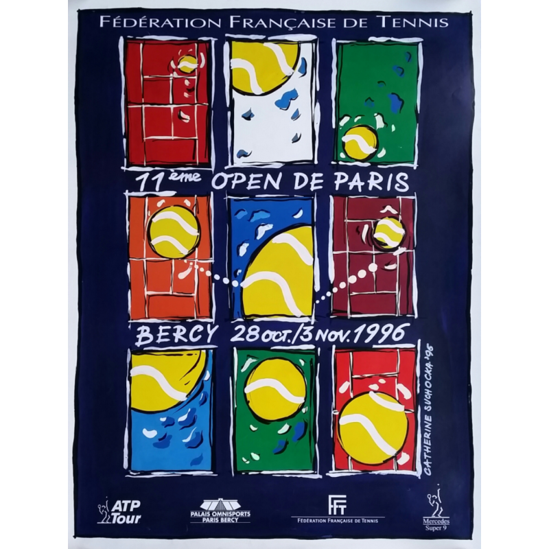 Original vintage poster Tennis 11eme Open Paris BERCY by Catherine SUCHOCKA