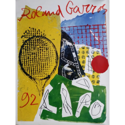 Affiche ancienne originale Tennis Roland Garros 1992 par VOSS
