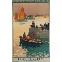 Affiche ancienne originale Ile TUDY Finistère ALO