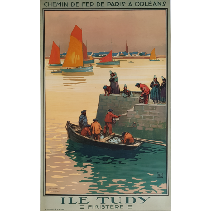 Original vintage poster Ile TUDY Finistère ALO