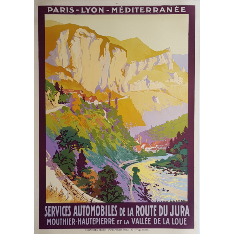 Affiche ancienne originale PLM Services Automobiles Jura Julien LACAZE