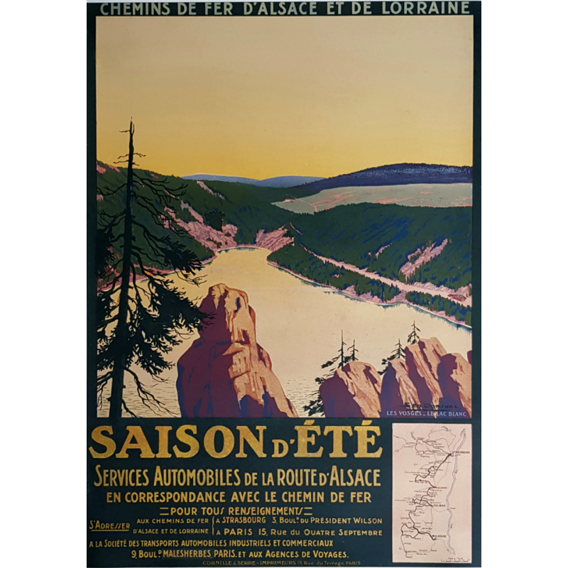 Original vintage poster Saison d'été Les Vosges Le Lac Blanc Geo DORIVAL
