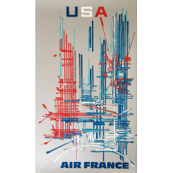 Original vintage poster Air France USA Georges MATHIEU