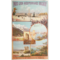 Original vintage poster PLM Railways Paris Cannes Mont-Blanc Emile BOURGEOIS