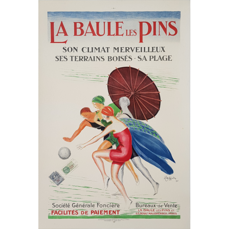 Affiche ancienne originale La Baule Les Pins Leonetto CAPPIELLO