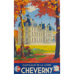 Affiche ancienne originale SNCF CHEVERNY Chateau de la loire - E PAUL CHAMPSEIX