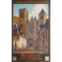 Original vintage poster BOURGES Cité médiévale CONSTANT DUVAL