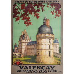 Affiche ancienne originale VALENCAY Chateaux de la Loire ALO