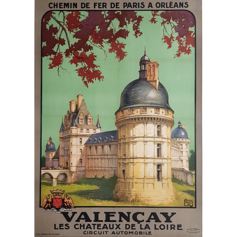 Original vintage poster VALENCAY Chateaux de la Loire ALO