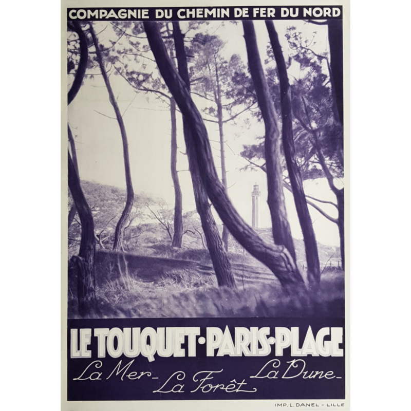 Affiche ancienne originale Le Touquet Paris Plage Chemin de fer du Nord