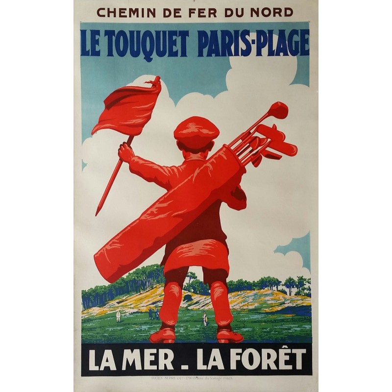 Affiche ancienne originale golf Le Touquet Paris-Plage Chemin de fer du Nord - Edouard COURCHINOUX
