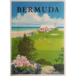 Affiche ancienne originale golf Bermuda Adolph TREIDLER