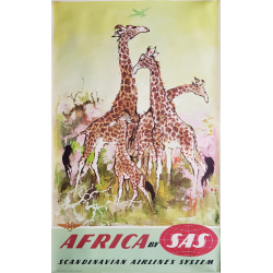 Affiche ancienne originale SAS Africa Giraffes Otto Nielsen