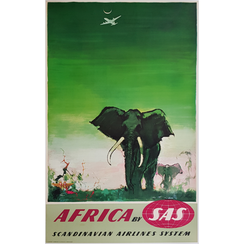 Original vintage poster SAS Africa Elephants Otto Nielsen