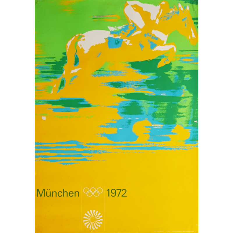Affiche ancienne originale Jeux olympiques concours hippique Munich 1972