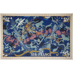 Original vintage poster Planishpere Air France De Jour et de Nuit 1939 Lucien BOUCHER