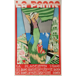 Affiche ancienne originale La Panne Belgique Constant NORTIER
