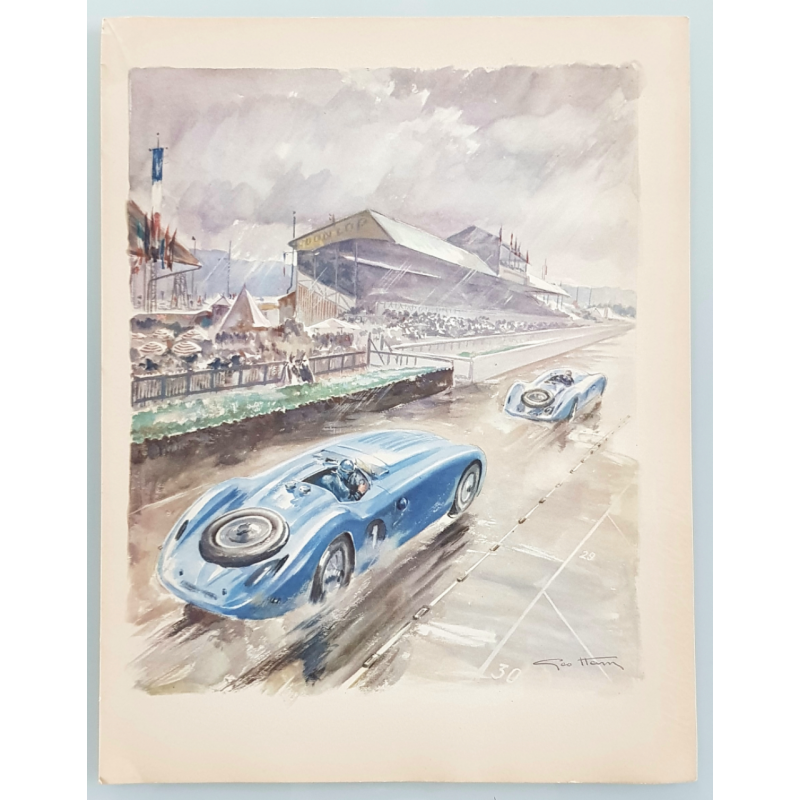 Original vintage lithography 24 heures mans Bugatti Veyron Labric stands 1937 GEO HAM