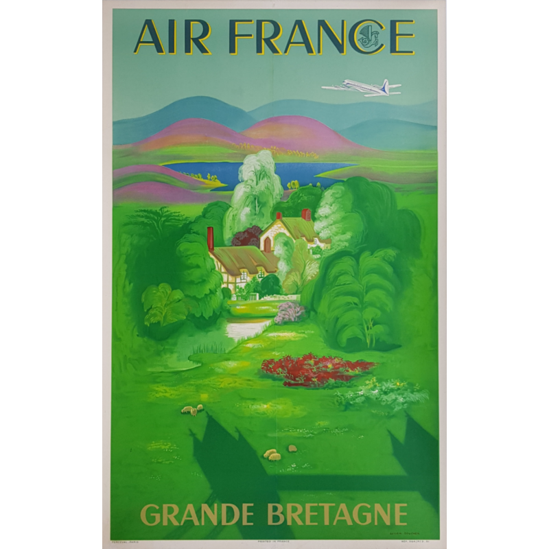 Original vintage poster Air France Grande Bretagne Lucien BOUCHER