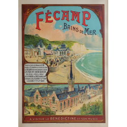 Affiche ancienne originale Fécamp Bains de Mer Bénédictine Louis TAUZIN
