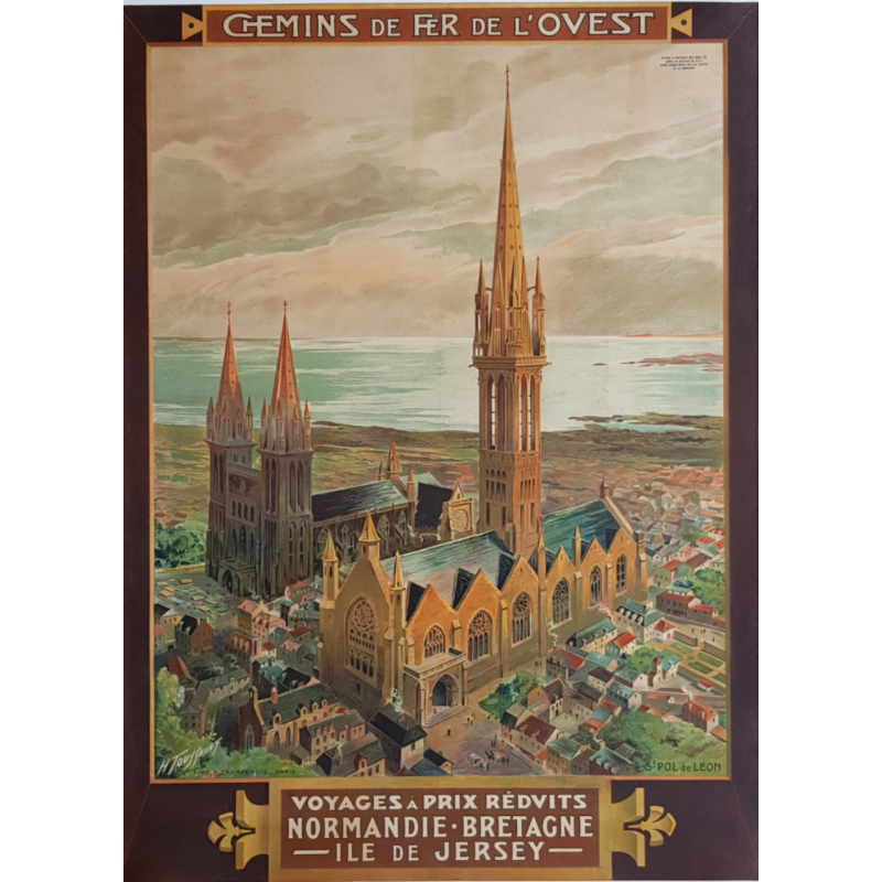 Affiche ancienne originale St POL DE LEON Bretagne TOUSSAINT