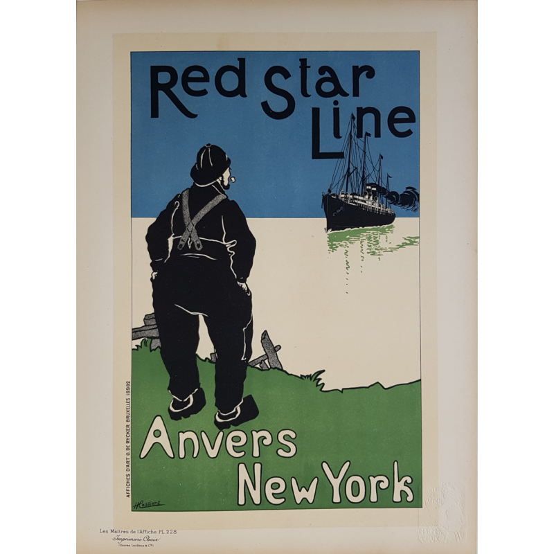 Maîtres de l'Affiche Planche originale 228 Red Star Line Anvers New-York CASSIERS