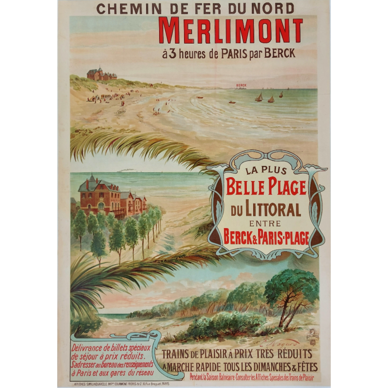 Original vintage poster chemin fer Nord  Merlimont NOGARO