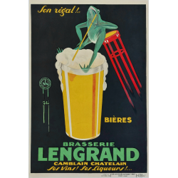 Original vintage poster Bières Brasserie LENGRAND Camblain Chatelain Ses vins Ses liqueurs