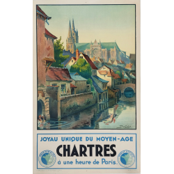 Original vintage poster Chartres joyau unique du Moyen-Age DUVEROIE