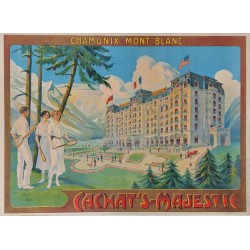 Affiche ancienne originale tennis CHAMONIX Mont-Blanc Majestic FARIA