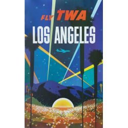 Affiche ancienne originale Los Angeles Fly TWA David Klein