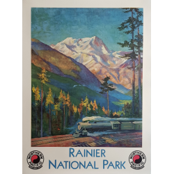 Affiche ancienne originale Rainier National Park Northern Pacific KROLLMANN