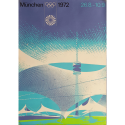 Affiche ancienne originale Jeux olympiques stade Munich 1972