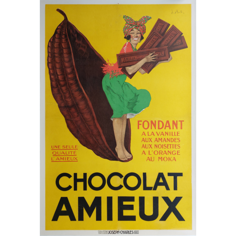 Affiche ancienne originale Chocolat Amieux STAHL