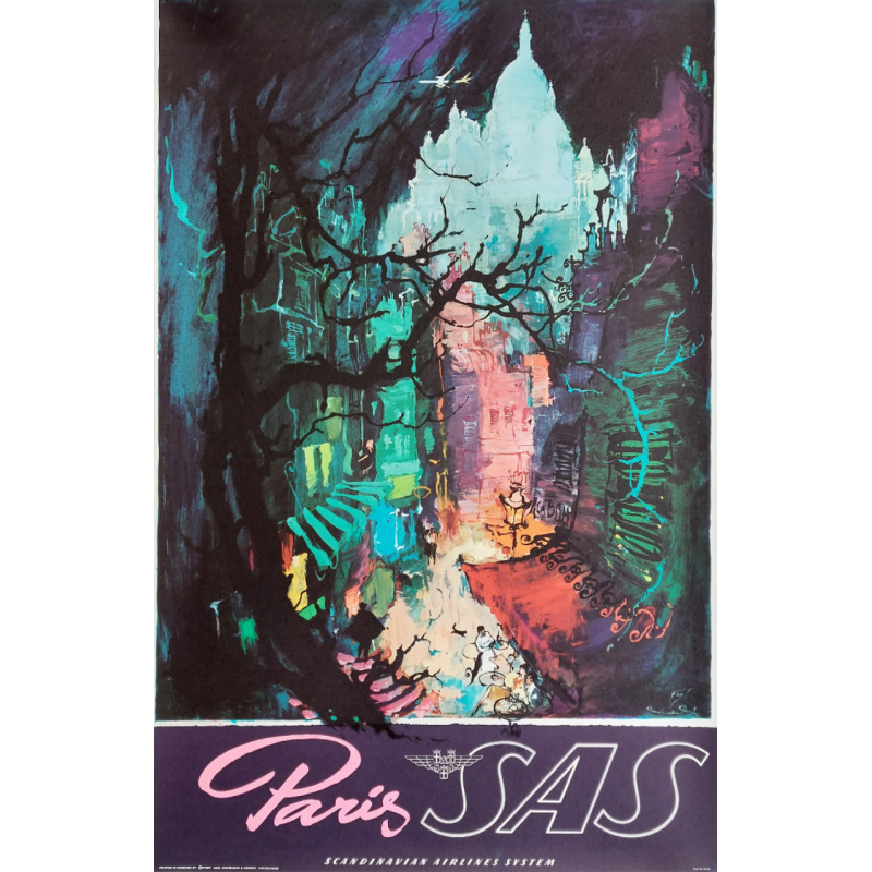 Affiche ancienne originale SAS Paris Otto Nielsen