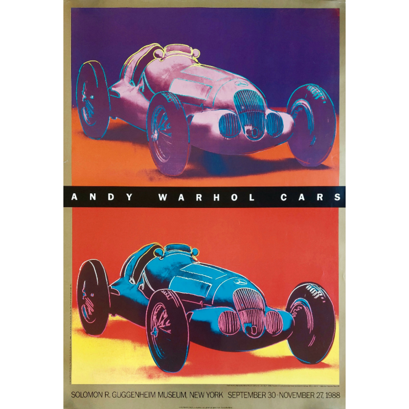 Affiche originale Andy WARHOL Cars Guggenheim museum New York 1988