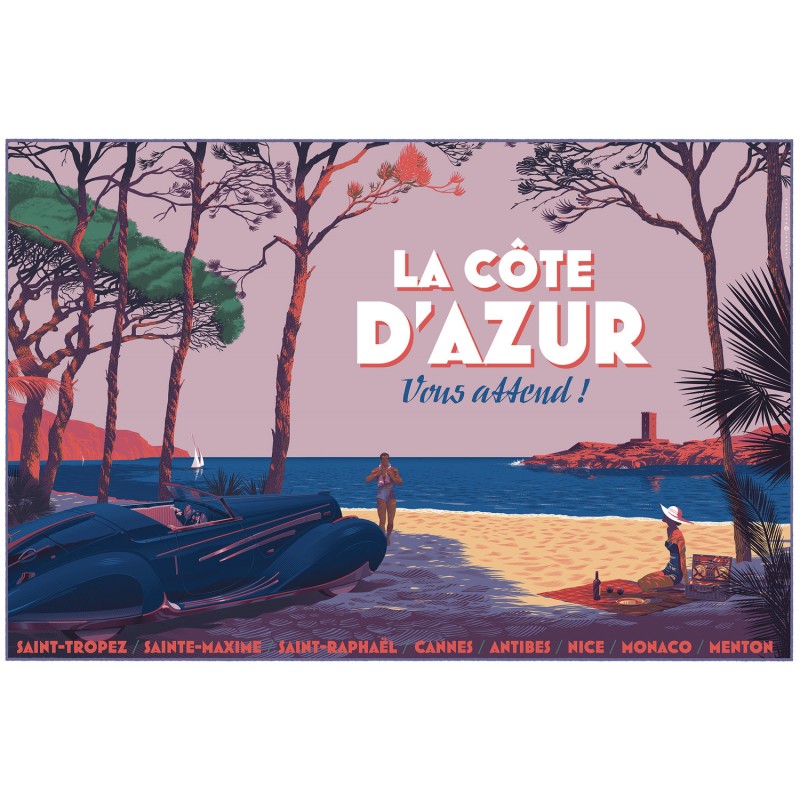 Original silkscreened poster limited Variant Côte d'Azur Laurent DURIEUX