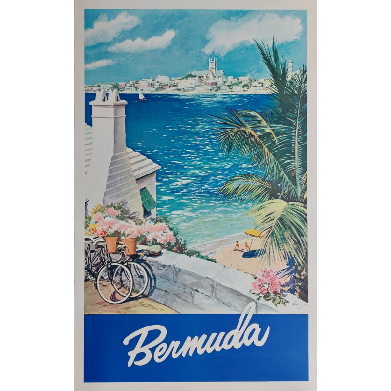 Affiche ancienne originale Bermuda vélos Frank LEMEN