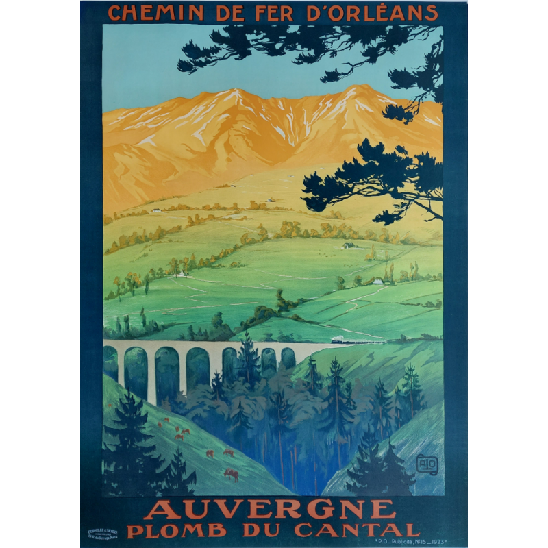 Affiche ancienne originale Auvergne Plomb du Cantal ALO Charles HALLO