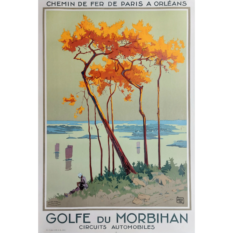 Affiche ancienne originale Golfe du Morbihan ALO Charles HALLO