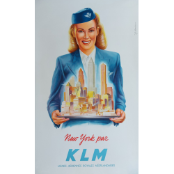 Affiche ancienne originale New-York par KLM Van Heusden