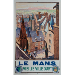 Affiche ancienne originale Le Mans Vieille ville d'art MULLER