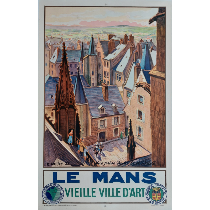 Original vintage poster Le Mans Vieille ville d'art MULLER
